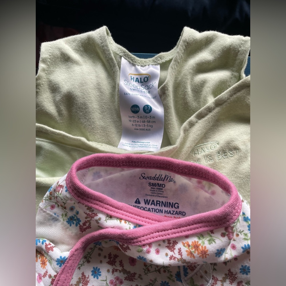 Bundle of baby swaddles. Halo, swaddle me NB and 0-3
